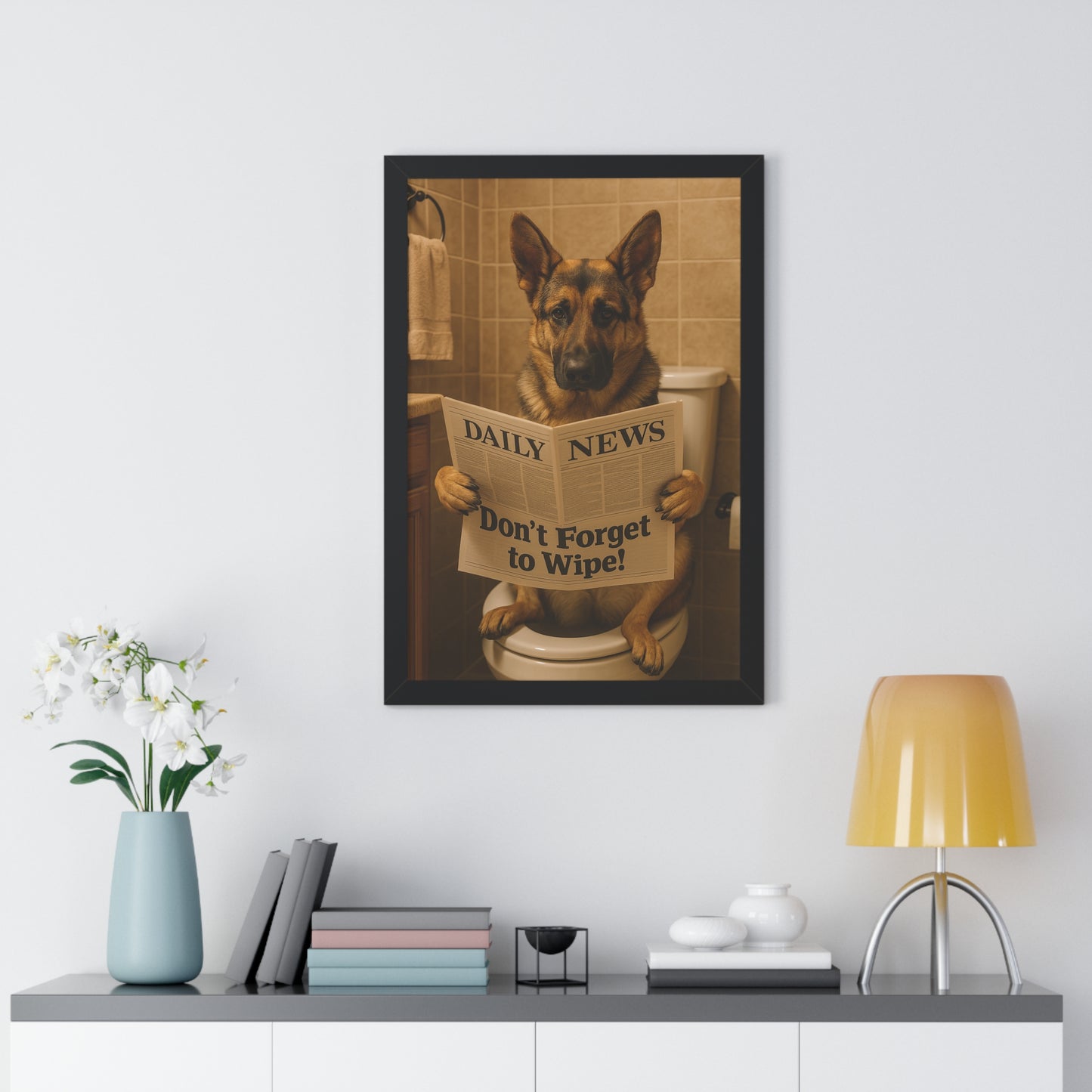 Pet-Humor Prints Toilet Time Terrier Framed Artwork