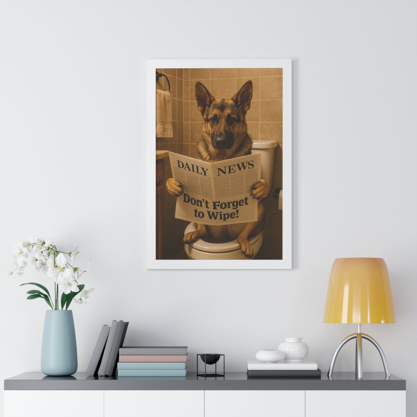 Pet-Humor Prints Toilet Time Terrier Framed Artwork