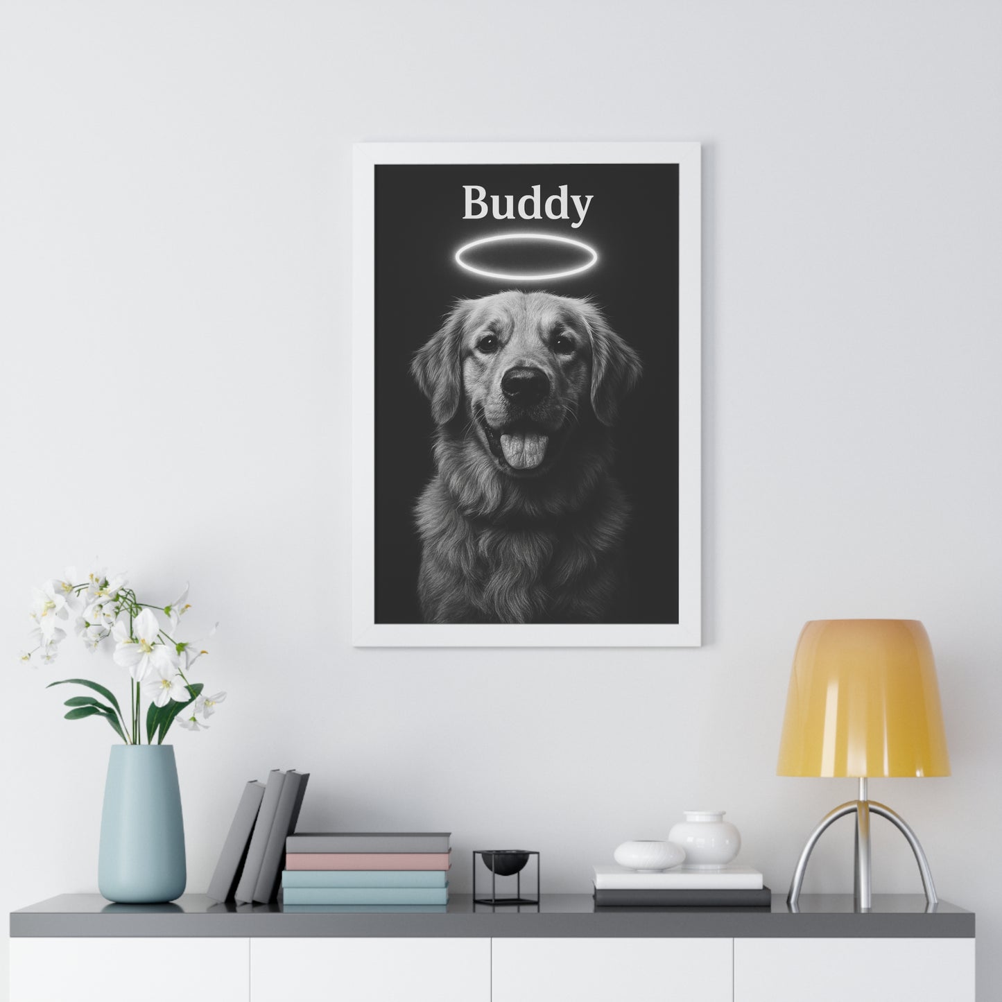 Pet-Humor Prints B+W Memorial Framed Artwork
