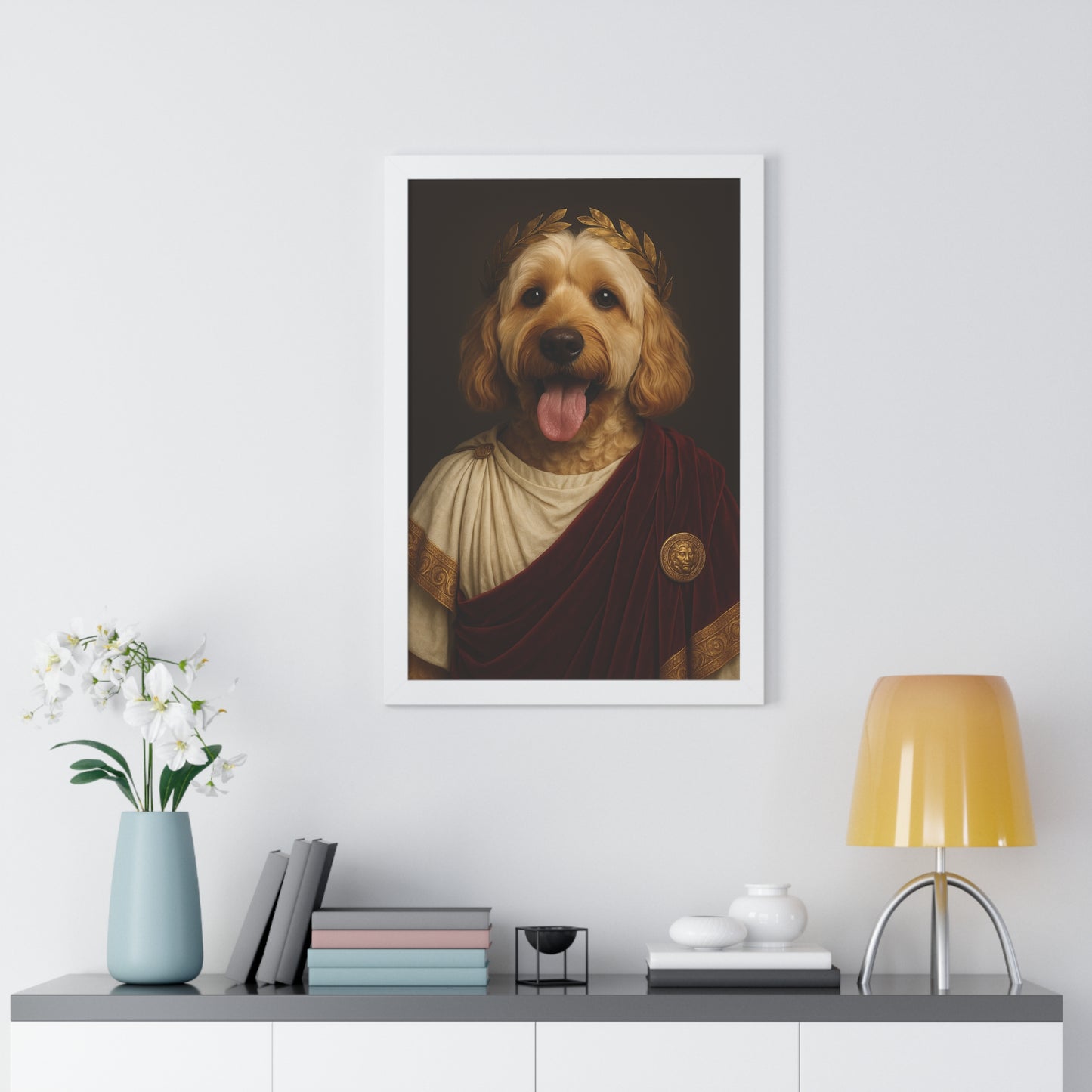 Pet-Humor Prints Emperor Fluff Framed Artwork