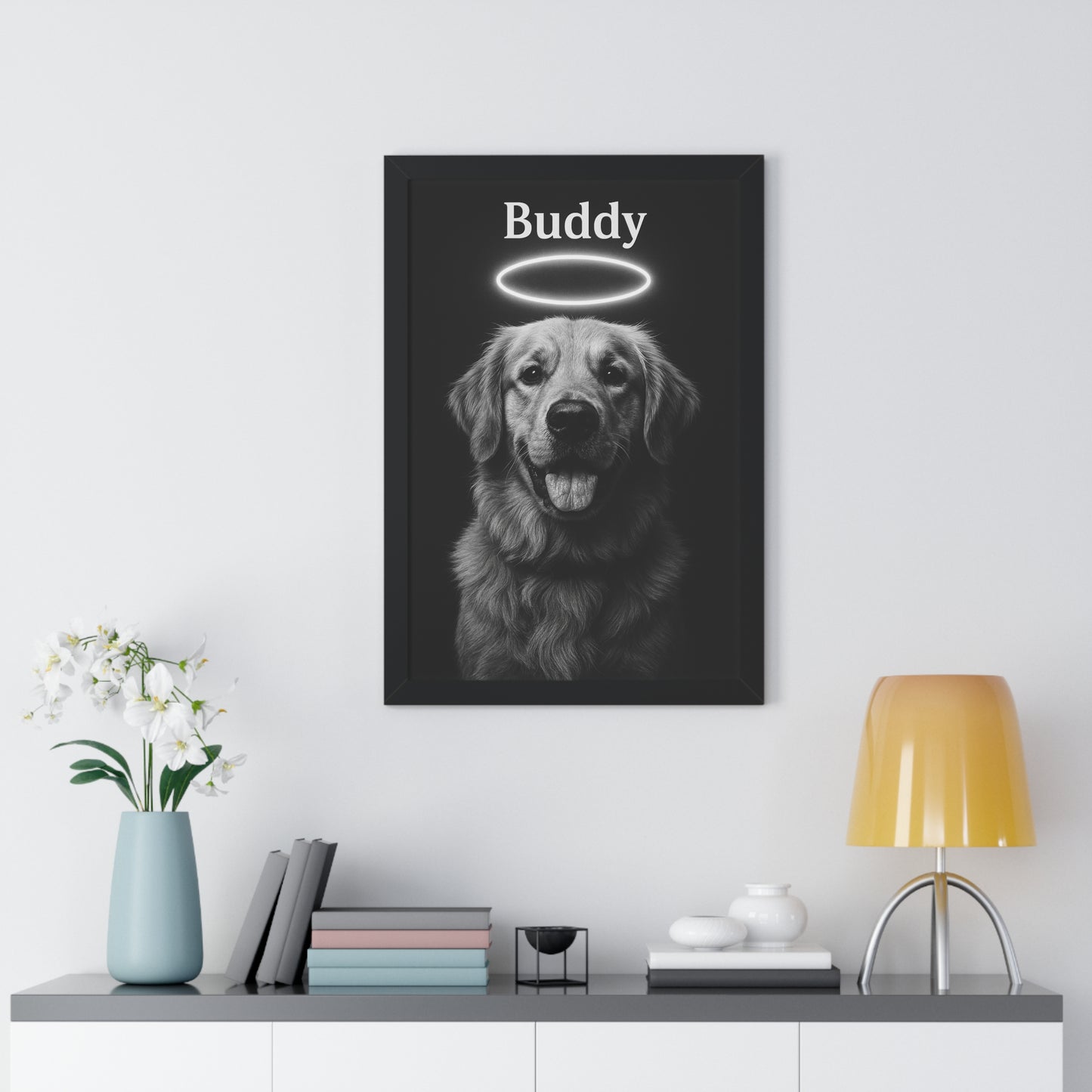 Pet-Humor Prints B+W Memorial Framed Artwork