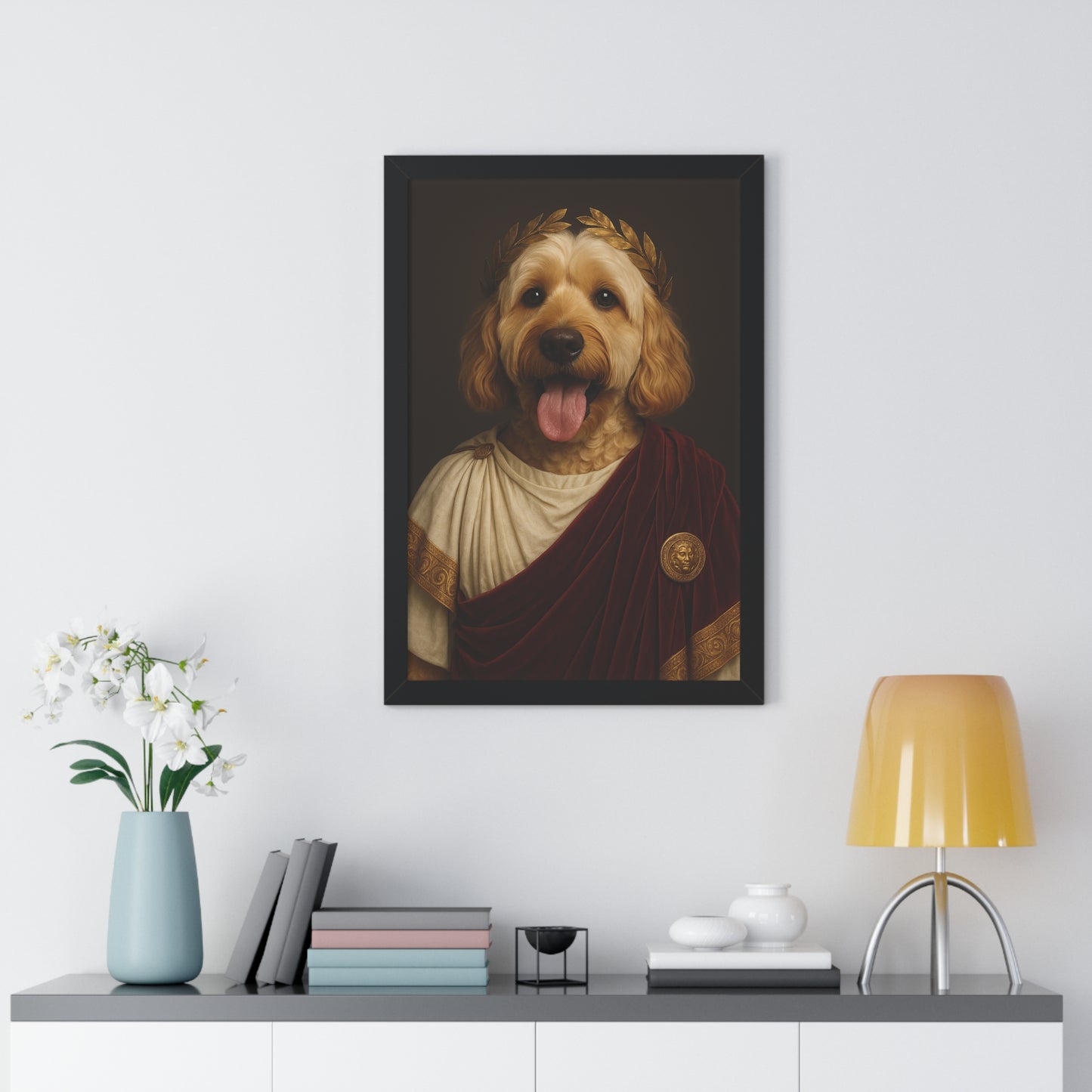 Pet-Humor Prints Emperor Fluff Framed Artwork